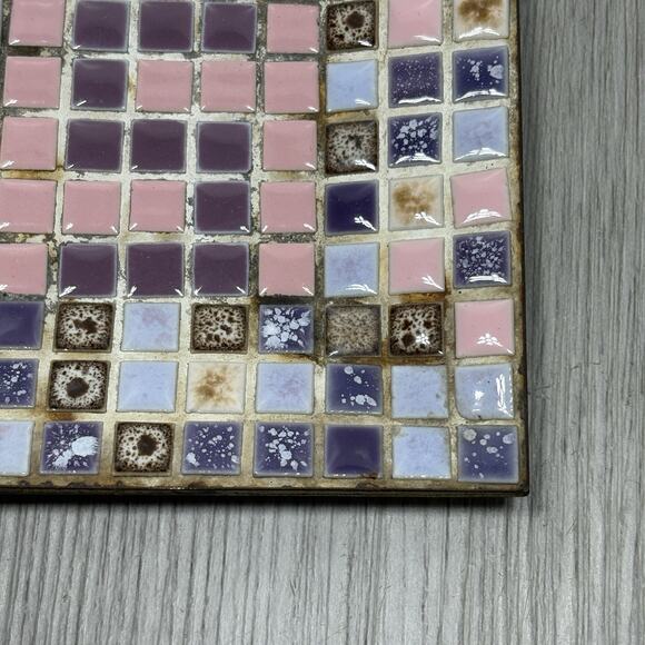 Vintage Mosaic Tile Mid Century Square 5” Ashtray Trinket Ring Dish Tray MCM - Picture 4 of 8